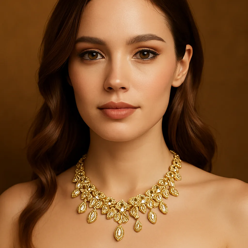 Eine Frau mit Goldene Halsketten